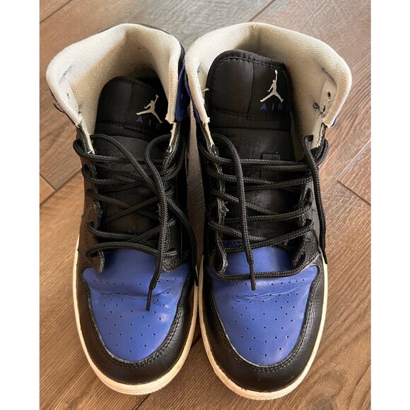 Jordan1 Mid Black/Royal Basketball Shoes 554725-007 Kid 7Y/Women 8.5